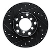 E-Line Drilled & Slotted Black Brake Rotor, 1965-1973 Mercedes-Benz, Position: Front Left
