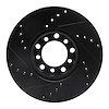 E-Line Drilled & Slotted Black Brake Rotor, 1972-1980 Mercedes-Benz, Position: Front Right
