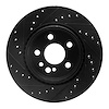 E-Line Drilled & Slotted Black Brake Rotor, 1992-1999 Mercedes-Benz, Position: Rear Right