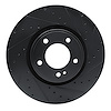 E-Line Drilled & Slotted Black Brake Rotor, Fits Select Mercedes-Benz, Position: Front Right