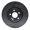 E-Line Drilled & Slotted Black Brake Rotor, Fits Select Mercedes-Benz, Position: Front Left