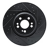 E-Line Drilled & Slotted Black Brake Rotor, Fits Select Mercedes-Benz, Position: Front Right