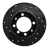 E-Line Drilled & Slotted Black Brake Rotor, 1969-1987 GM, Position: Front Left, Rear Left