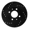 E-Line Drilled & Slotted Black Brake Rotor, 1986-2017 Infiniti/Nissan, Position: Front Left