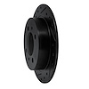 E-Line Drilled & Slotted Black Brake Rotor, 1991-2006 Infiniti/Nissan, Position: Rear Left