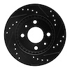 E-Line Drilled & Slotted Black Brake Rotor, 1995-2000 Infiniti/Nissan, Position: Front Left