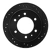 E-Line Drilled & Slotted Black Brake Rotor, 1988-1995 Infiniti/Nissan, Position: Rear Right - image 1