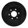 E-Line Drilled & Slotted Black Brake Rotor, 2005-2021 Fits Multiple Makes/Models, Position: Front Left - image 1