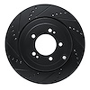 E-Line Drilled & Slotted Black Brake Rotor, 2008-2015 Mitsubishi, Position: Rear Left - image 1