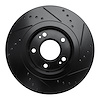 E-Line Drilled & Slotted Black Brake Rotor, 2009-2015 Mitsubishi, Position: Front Right - image 1