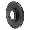 E-Line Drilled & Slotted Black Brake Rotor, 1990-2004 Mitsubishi, Position: Front Left - image 1