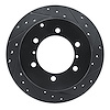 E-Line Drilled & Slotted Black Brake Rotor, 1990-2004 Mitsubishi, Position: Rear Right - image 1