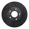 E-Line Drilled & Slotted Black Brake Rotor, 2004-2011 Mitsubishi, Position: Front Right - image 1