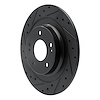 E-Line Drilled & Slotted Black Brake Rotor, Fits Select Mitsubishi, Position: Rear Left