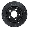 E-Line Drilled & Slotted Black Brake Rotor, 1980-1986 Audi/Porsche/Volkswagen, Position: Front Left - image 1