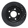 E-Line Drilled & Slotted Black Brake Rotor, 1980-1986 Audi/Porsche/Volkswagen, Position: Front Right - image 1