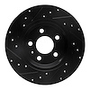 E-Line Drilled & Slotted Black Brake Rotor, Fits Select Audi/Porsche/Volkswagen, Position: Rear Right