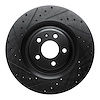 E-Line Drilled & Slotted Black Brake Rotor, Fits Select Audi/Porsche/Volkswagen, Position: Rear Left