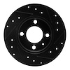 E-Line Drilled & Slotted Black Brake Rotor, 1986-1993 Audi/Porsche/Volkswagen, Position: Rear Left - image 1
