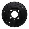 E-Line Drilled & Slotted Black Brake Rotor, 1986-1993 Audi/Porsche/Volkswagen, Position: Rear Right - image 1