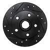 E-Line Drilled & Slotted Black Brake Rotor, 1992-1998 Audi/Porsche/Volkswagen, Position: Rear Left - image 1