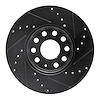 E-Line Drilled & Slotted Black Brake Rotor, Fits Select Audi/Porsche/Volkswagen, Position: Front Left