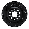 E-Line Drilled & Slotted Black Brake Rotor, Fits Select Audi/Porsche/Volkswagen, Position: Rear Left