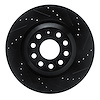 E-Line Drilled & Slotted Black Brake Rotor, Fits Select Audi/Porsche/Volkswagen, Position: Rear Right
