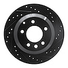 E-Line Drilled & Slotted Black Brake Rotor, 2003-2018 Audi/Porsche/Volkswagen, Position: Rear Right