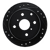 E-Line Drilled & Slotted Black Brake Rotor, 1983-1984 Lexus/Toyota/Scion, Position: Rear Left - image 1