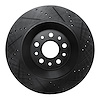 E-Line Drilled & Slotted Black Brake Rotor, 2017-2020 Maserati, Position: Rear Left