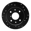 E-Line Drilled & Slotted Black Brake Rotor, 1986-1988 Ford/Lincoln/Mercury/Mazda, Position: Rear Right - image 1