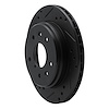 E-Line Drilled & Slotted Black Brake Rotor, 1986-1991 Ford/Lincoln/Mercury/Mazda, Position: Rear Left - image 1
