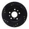 E-Line Drilled & Slotted Black Brake Rotor, 1986-1991 Ford/Lincoln/Mercury/Mazda, Position: Rear Right - image 1