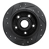 E-Line Drilled & Slotted Black Brake Rotor, 1988-1992 Ford/Lincoln/Mercury/Mazda, Position: Rear Right - image 1