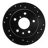 E-Line Drilled & Slotted Black Brake Rotor, 1989-1991 Ford/Lincoln/Mercury/Mazda, Position: Rear Right - image 1