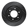 E-Line Drilled & Slotted Black Brake Rotor, 2008-2017 Mitsubishi, Position: Front Left
