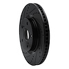 E-Line Drilled & Slotted Black Brake Rotor, 2001-2007 Peugeot, Position: Front Left