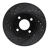 E-Line Drilled & Slotted Black Brake Rotor, 2000-2006 Peugeot, Position: Front Left