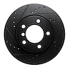 E-Line Drilled & Slotted Black Brake Rotor, 2005-2007 BMW, Position: Front Left