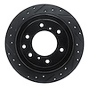 E-Line Drilled & Slotted Black Brake Rotor, 2008-2014 Mitsubishi, Position: Rear Left