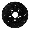 E-Line Drilled & Slotted Black Brake Rotor, 2003-2006 Renault, Position: Front Right