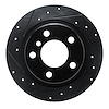 E-Line Drilled & Slotted Black Brake Rotor, 2012-2018 BMW, Position: Rear Left