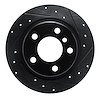 E-Line Drilled & Slotted Black Brake Rotor, 2012-2018 BMW, Position: Rear Right