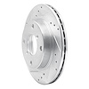 E-Line Drilled & Slotted Silver Brake Rotor, 1989-1994 Suzuki, Position: Front Left - image 1