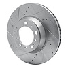 E-Line Drilled & Slotted Silver Brake Rotor, 1999-2021 Audi/Porsche/Volkswagen, Position: Rear Left