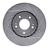 E-Line Drilled & Slotted Silver Brake Rotor, Fits Select Kia/Hyundai/Genesis, Position: Front Left