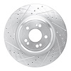 E-Line Drilled & Slotted Silver Brake Rotor, Fits Select Kia/Hyundai/Genesis, Position: Front Left