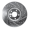 E-Line Drilled & Slotted Silver Brake Rotor, Fits Select Subaru, Position: Front Left - image 1