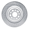 E-Line Drilled & Slotted Silver Brake Rotor, Fits Select Tesla, Position: Rear Right